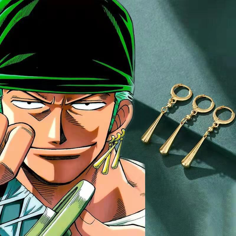 Boucles d'Oreilles Zoro Dorées - Accessoire Cosplay One Piece